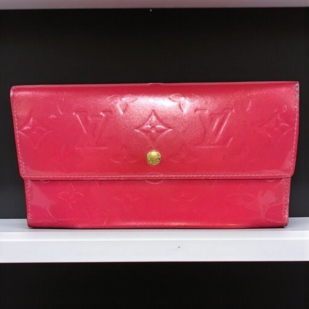 Louis Vuitton Vintage Vernis Leather Portefeuille Long Wallet Rose Pop Pink COA